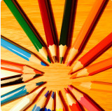 Picture of pencil crayons making a circle