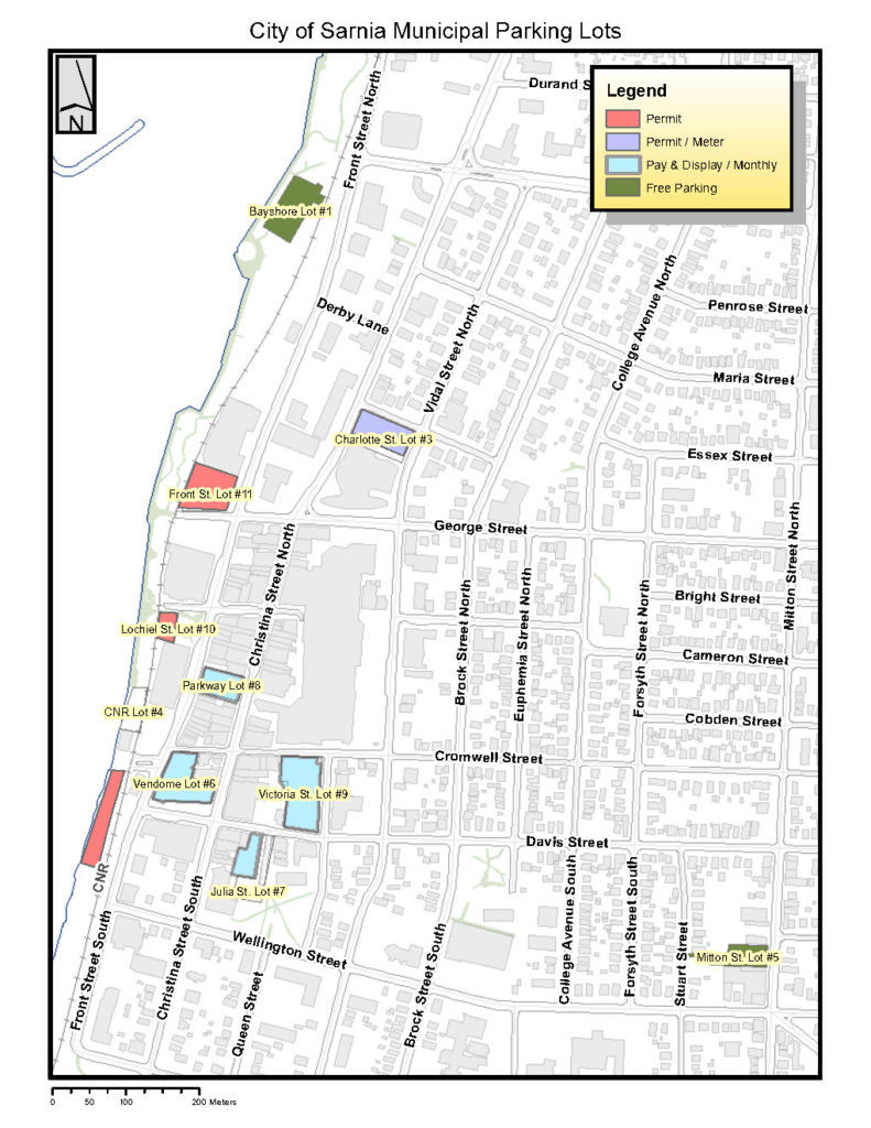 map of municipal parking lots